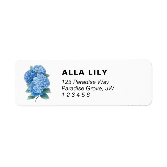 Étiquettes d'adresse de retour Hydrangea (Devant)