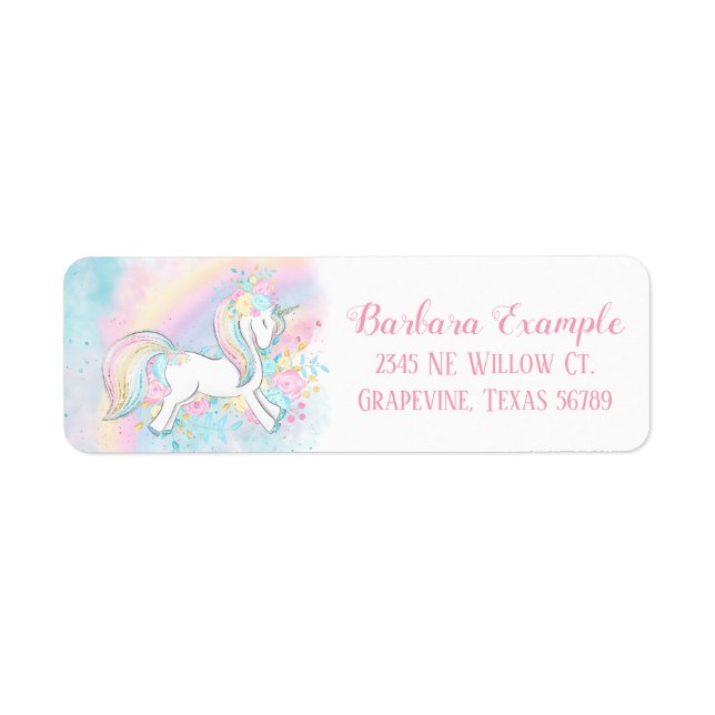 Étiquettes d'adresse de retour Licorne (Devant)
