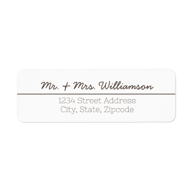 Étiquettes d'adresse de retour Mariage simple et m (Devant)