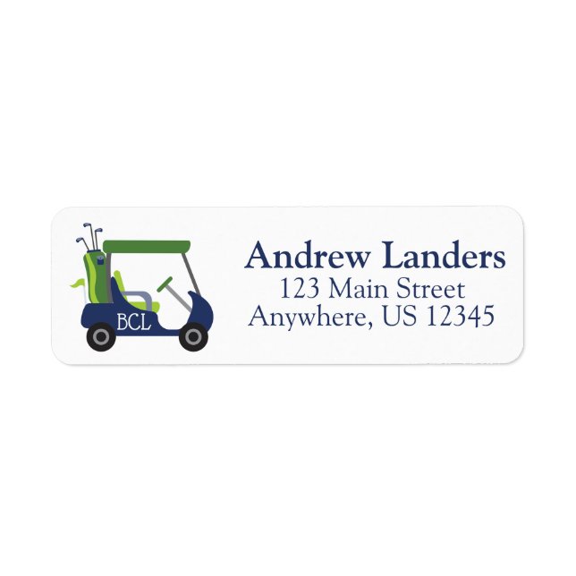 Étiquettes d'adresse de retour Marine & Green Golf (Devant)