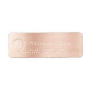 Étiquettes d'adresse de retour Monogram Rose Gold