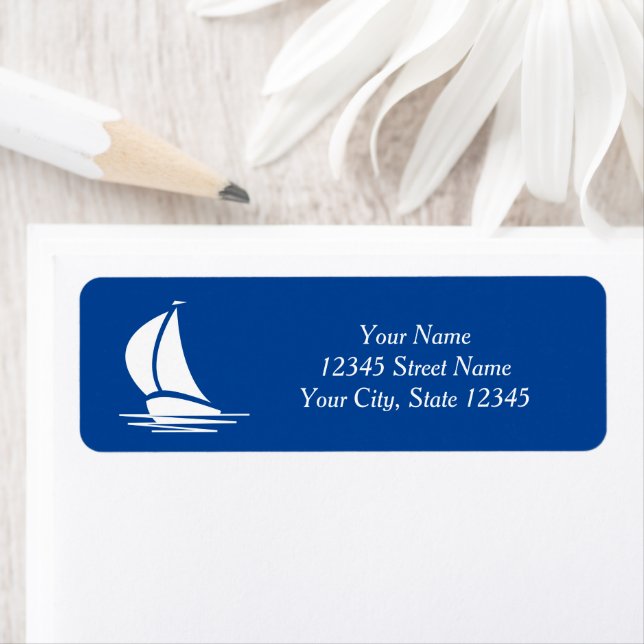 Étiquettes d'adresse de retour nautiques avec logo (En situation)