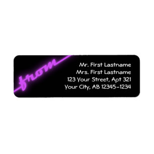Étiquettes d'adresse de retour Neon Purple & Black