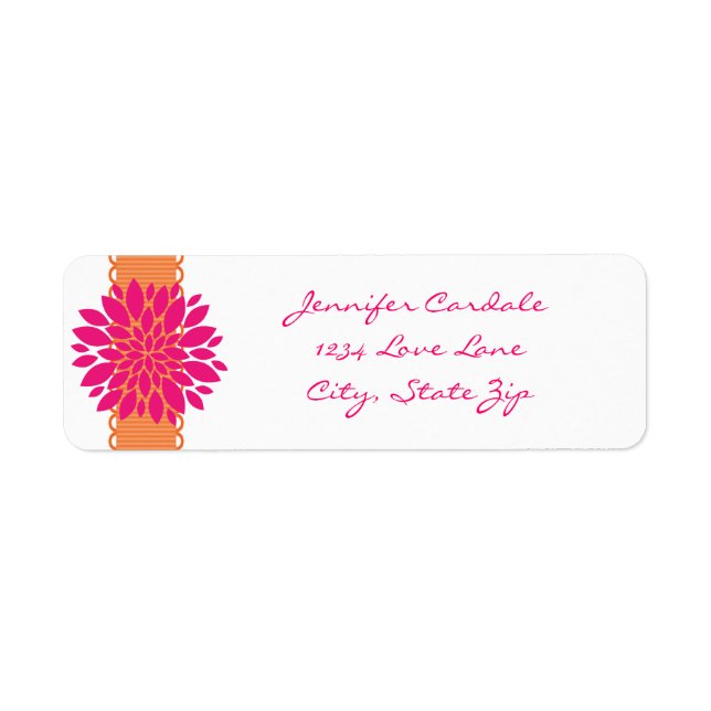 Étiquettes d'adresse de retour orange ruban rose (Devant)