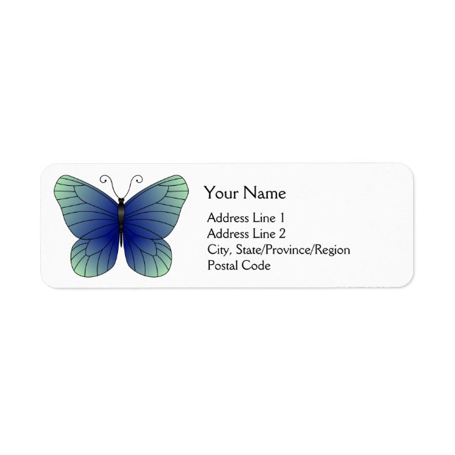 Étiquettes d'adresse de retour papillon bleu (Devant)