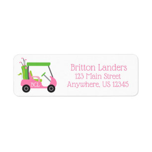 Étiquettes d'adresse de retour Pink & Green Golf