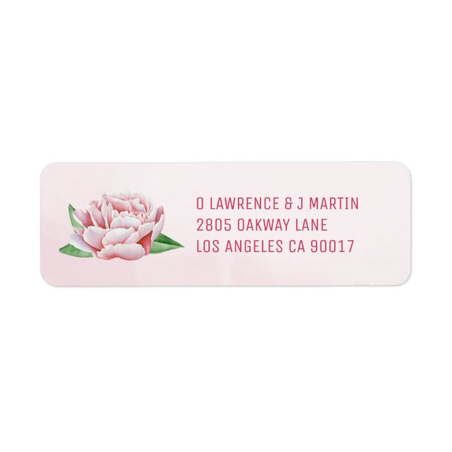Étiquettes d'adresse de retour Pink Peony (Devant)