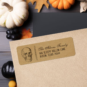 Étiquettes d'adresse de retour pour Halloween crân