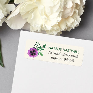 Étiquettes d'adresse de retour Purple Pansy