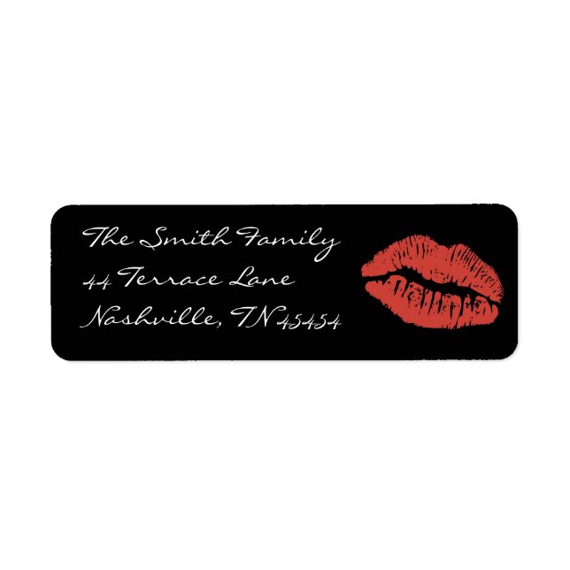 Étiquettes d'adresse de retour Red Lips Kiss (Devant)