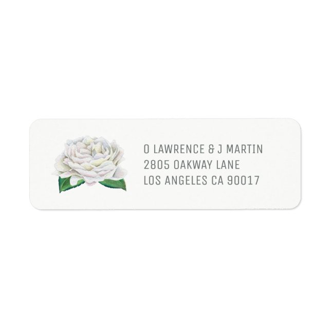 Étiquettes d'adresse de retour Rose blanche (Devant)