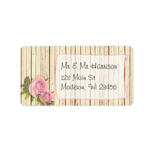 Étiquettes d'adresse de retour Rose Rose Bois Rust
