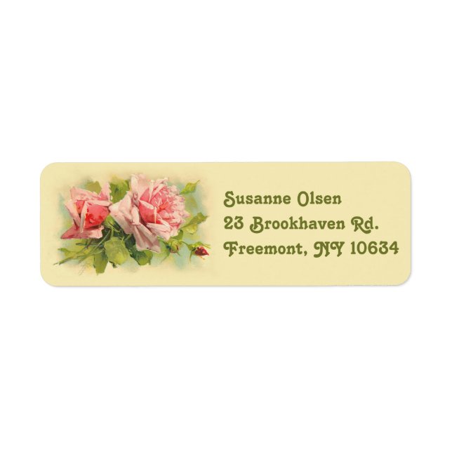 Étiquettes d'adresse de retour rose vintage (Devant)