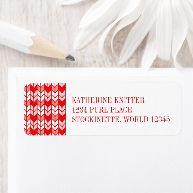 Étiquettes d'adresse de retour ROUGE EN VICHY KNIT (En situation)