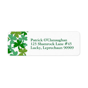Étiquettes d'adresse de retour Shamrocks verts per