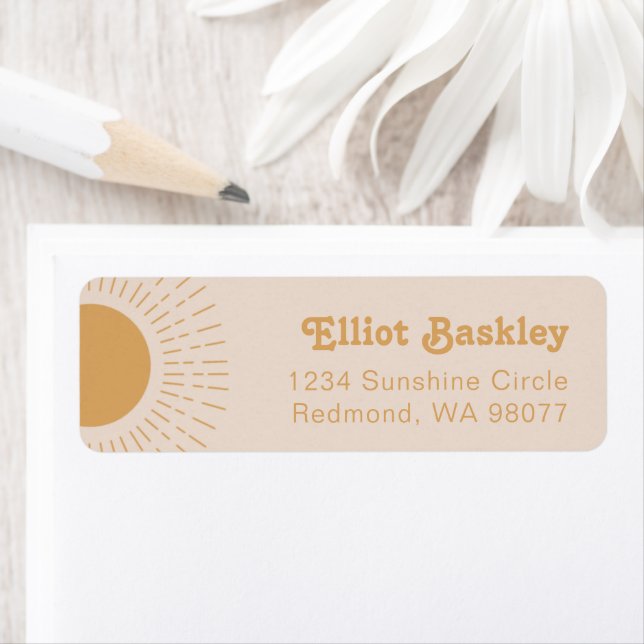 Étiquettes d'adresse de retour Sun | Étiquette de  (En situation)