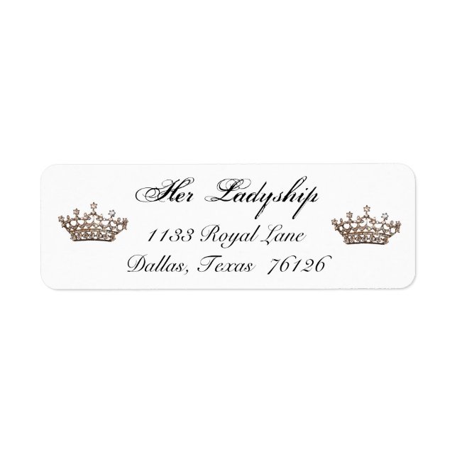 Étiquettes d'adresse de retour Tiara et Gems (Devant)