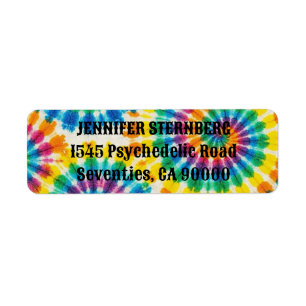 Étiquettes d'adresse de retour Tie Dye Psychédéliq