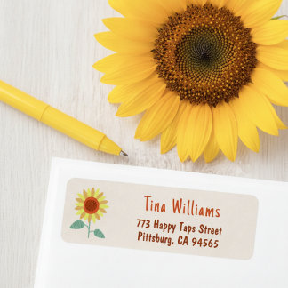 Étiquettes d'adresse de retour Tournesol Fantaisis