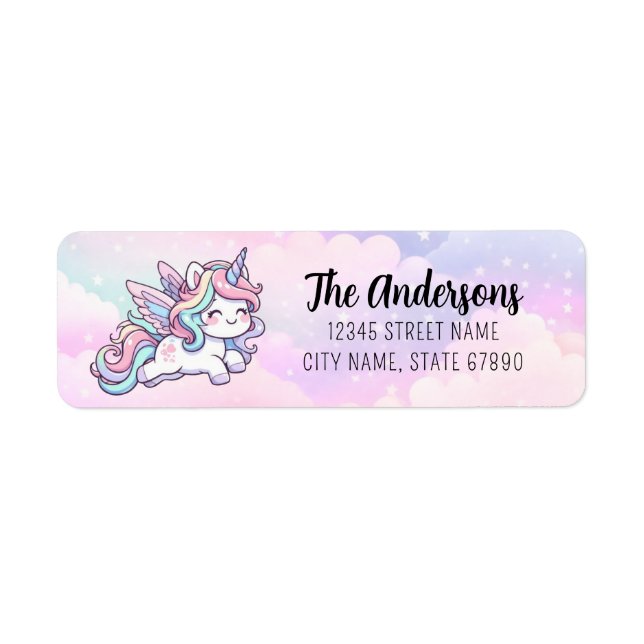 Étiquettes d'adresse de retour Unicorn mignonnes (Devant)