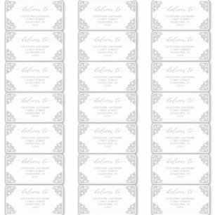Étiquettes d'adresse d'invité de mariage gris élég