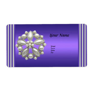 Étiquettes d'adresse Élégant Blanc Perle Violet