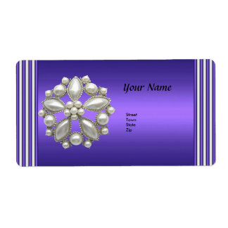 Étiquettes d'adresse Élégant Blanc Perle Violet