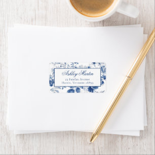 Étiquettes d'adresse élégante toile bleue de chino