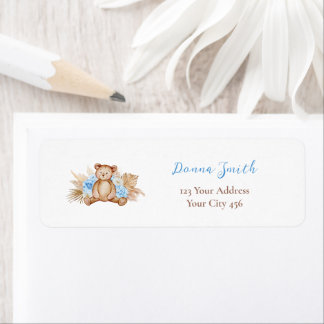 Étiquettes d'adresse en herbe de Pampas Ourson