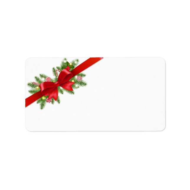 Étiquettes d'adresse postale pour Noël avec ruban  (Devant)