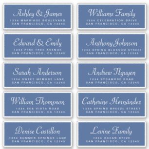 Étiquettes d'adresse pour invités bleu classique d