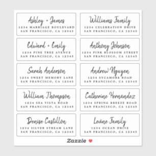 Étiquettes d'adresse pour invités de mariage en sc