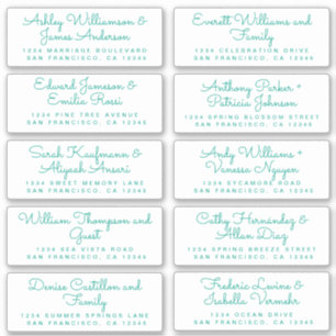 Étiquettes d'adresse pour invités en encre verte é