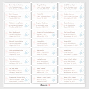 Étiquettes d'adresse pour invités Étoiles Roses et