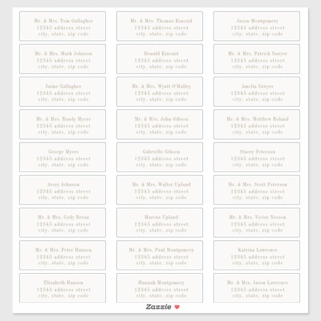 Étiquettes d'adresse pour invités OASIS Taupe (Feuille)