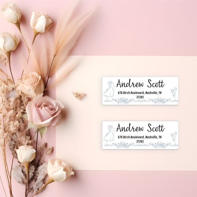 Étiquettes d'adresse pour invités Toile De Jouy Bl (Guest Address Labels Toile De Jouy Blue Wedding)