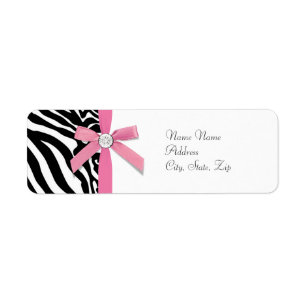 Étiquettes d'adresse rayure rose