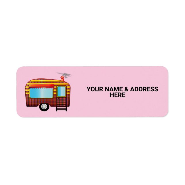 ÉTIQUETTES D'ADRESSE RETRO CAMPER TRAILER RETOUR (Devant)