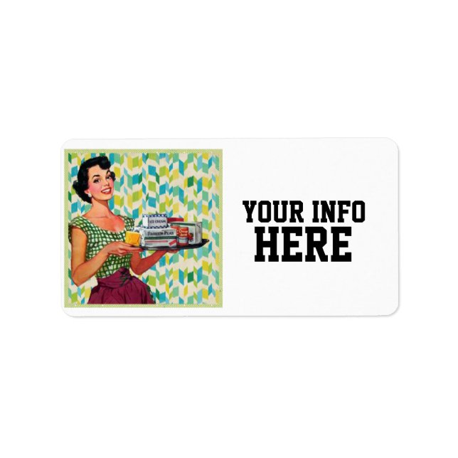 ÉTIQUETTES D'ADRESSE RETRO HOUSEWIFE RETOUR (Devant)