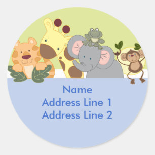 Étiquettes d'adresse rondes - Safari dans la jungl