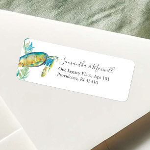 Étiquettes d'adresse Tortue de Mer à l'Aquarelle T