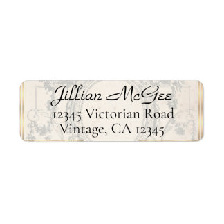 Étiquettes d'adresse vintage beige et or ornées