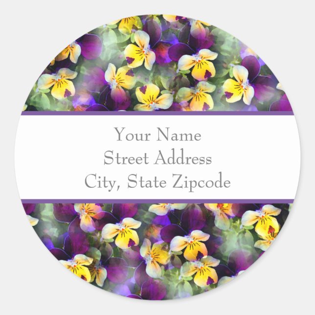 étiquettes de 'Abstrait Watercolor Pansies' (Devant)