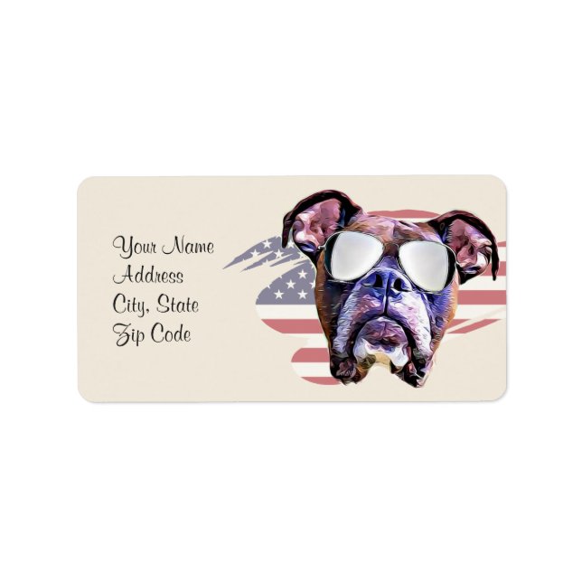Étiquettes de adresse américains de chiens de boxe (Devant)