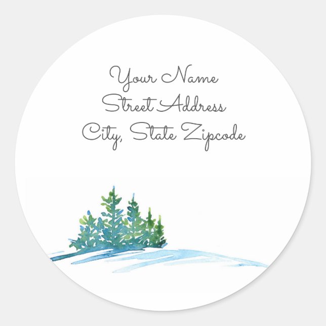 étiquettes de adresse "Aquarelle Pine Trees Snowsc (Devant)