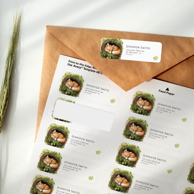 Étiquettes de adresse Baby shower de renard de béb (Créateur téléchargé)