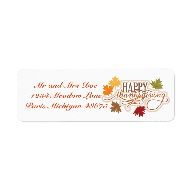 Étiquettes de adresse/Bon thanksgiving de Thanksgi (Devant)