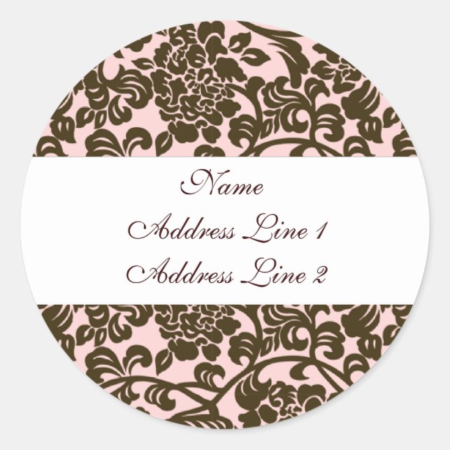 Étiquettes de adresse Brown rose Damask (Devant)