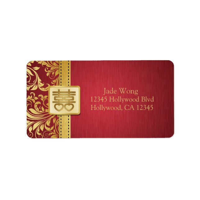 Étiquettes de adresse chinois du double bonheur (Devant)