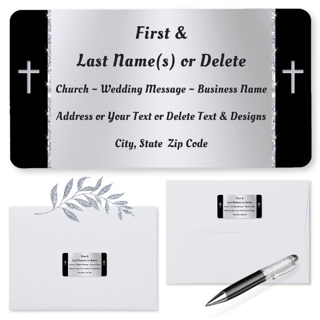 Étiquettes de adresse chrétiens, Étiquettes de adr (Church Address Labels. Silver Address Labels. Christian Mailing Labels. Religious Mailing Labels.)
